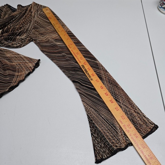 Vintage Arden B Shirt Womens Large Brown Flare Sleeves V-Neck Boho Stretch Y2K - Picture 10 of 12